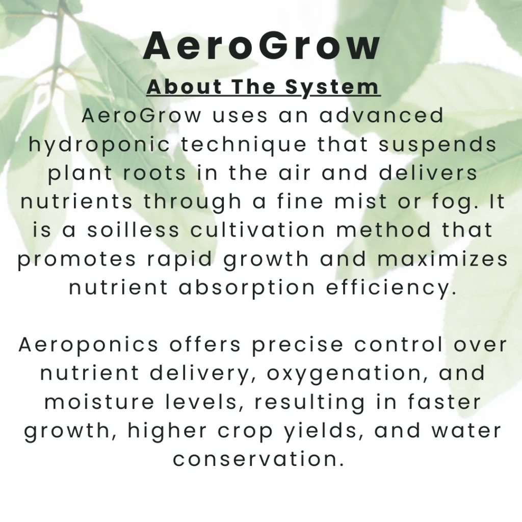 AeroGrow Aeroponics Singapore System product details